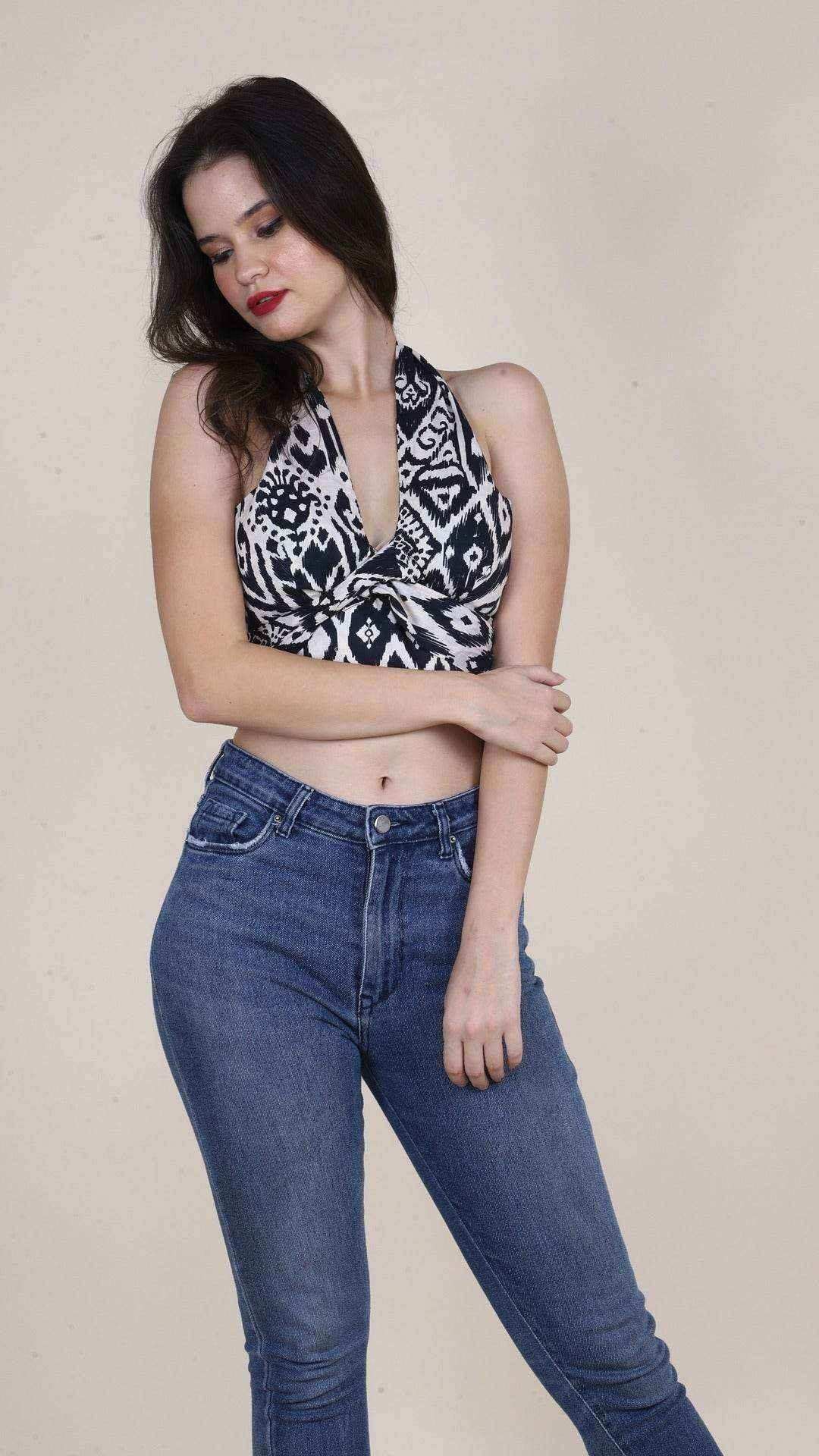Monochrome Abstract Non-Padded Bralette
