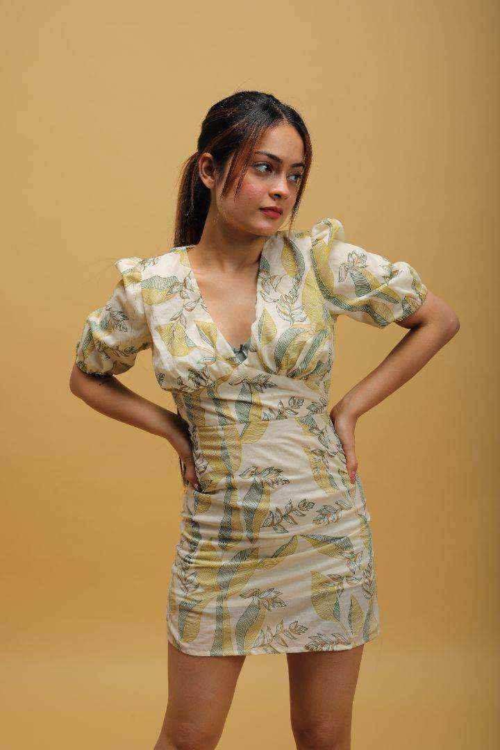 Golden Cotton Foil Dress