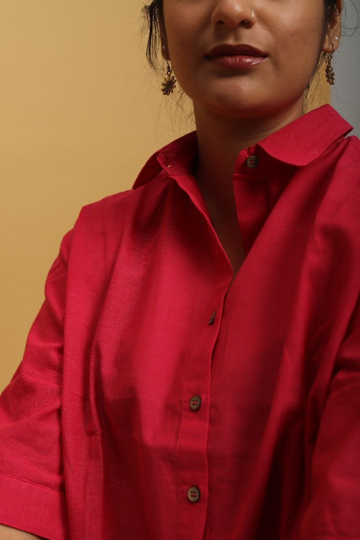 Oversized Fushia Pink Khadi Shirt