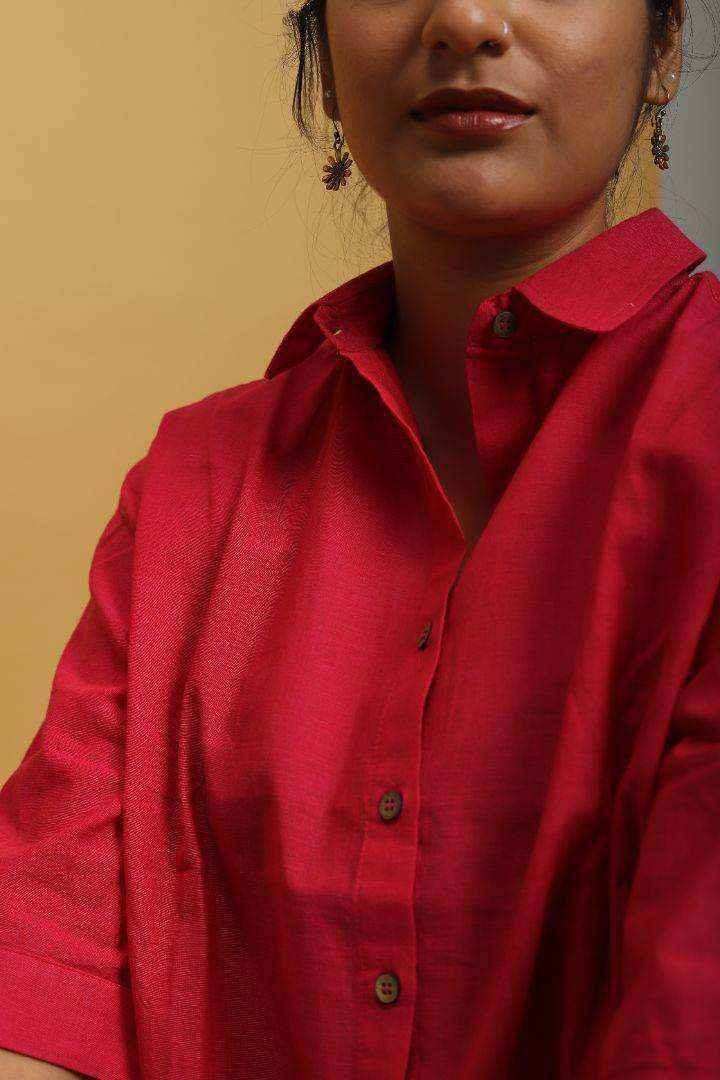 Oversized Fushia Pink Khadi Shirt