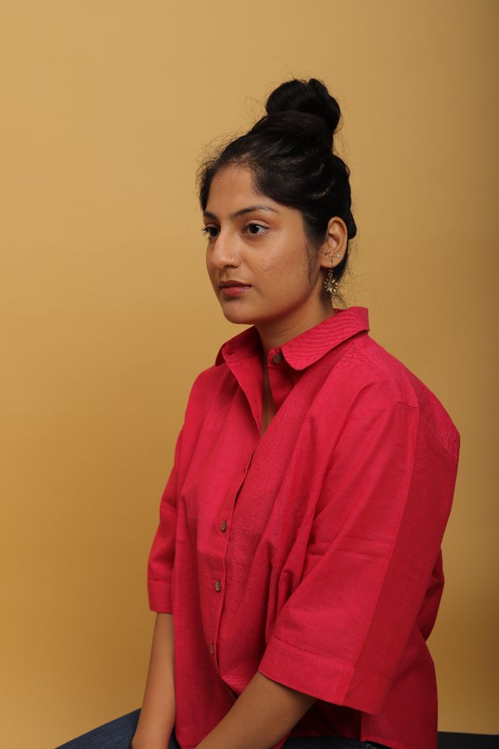 Oversized Fushia Pink Khadi Shirt