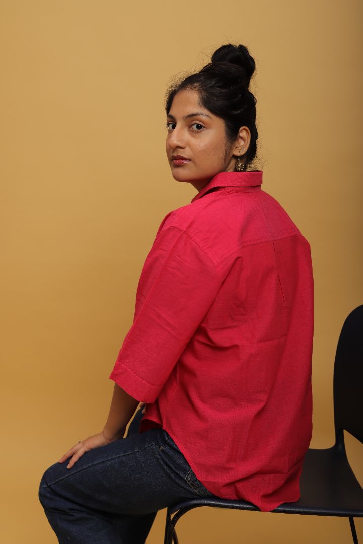 Oversized Fushia Pink Khadi Shirt