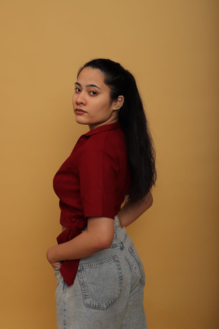 Cherry Red Wrap Top