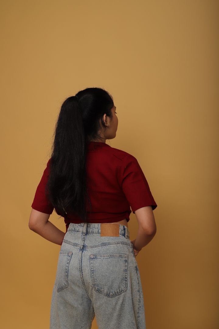 Cherry Red Wrap Top