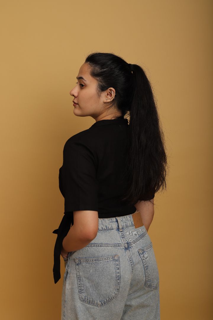 Khadi Black Wrap Top