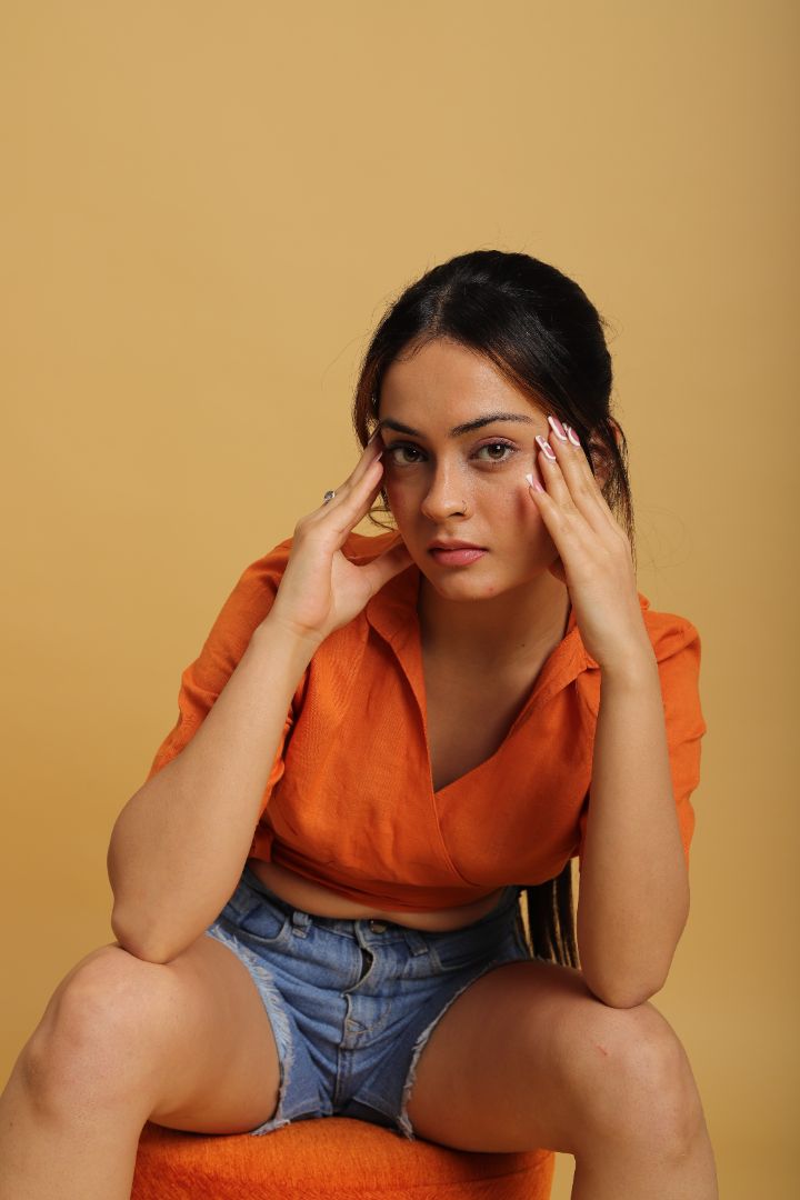 Khadi Orange Wrap Top