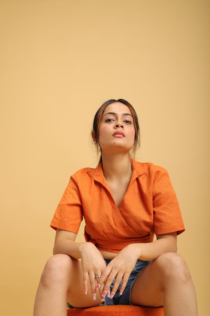 Khadi Orange Wrap Top