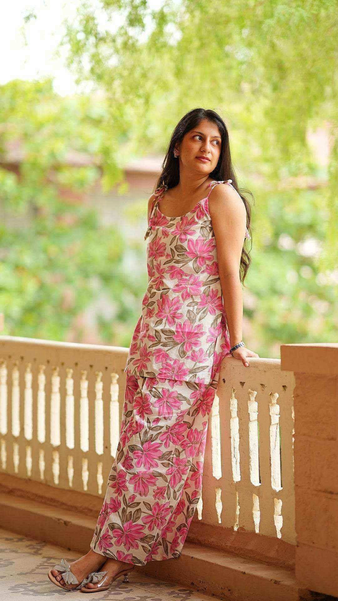 Floral Print Strappy Cord-set