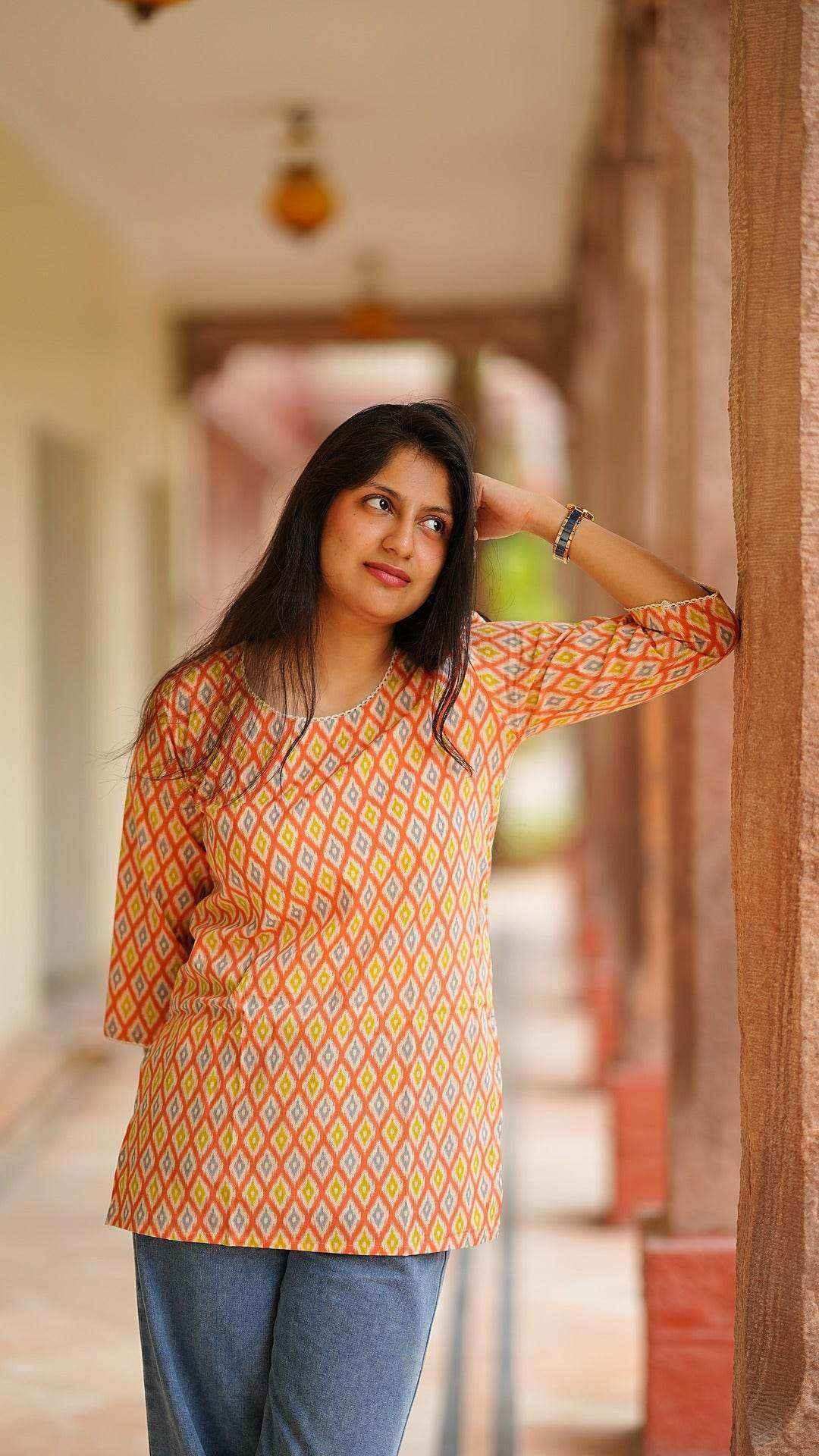 Abstract Print Short Kurti