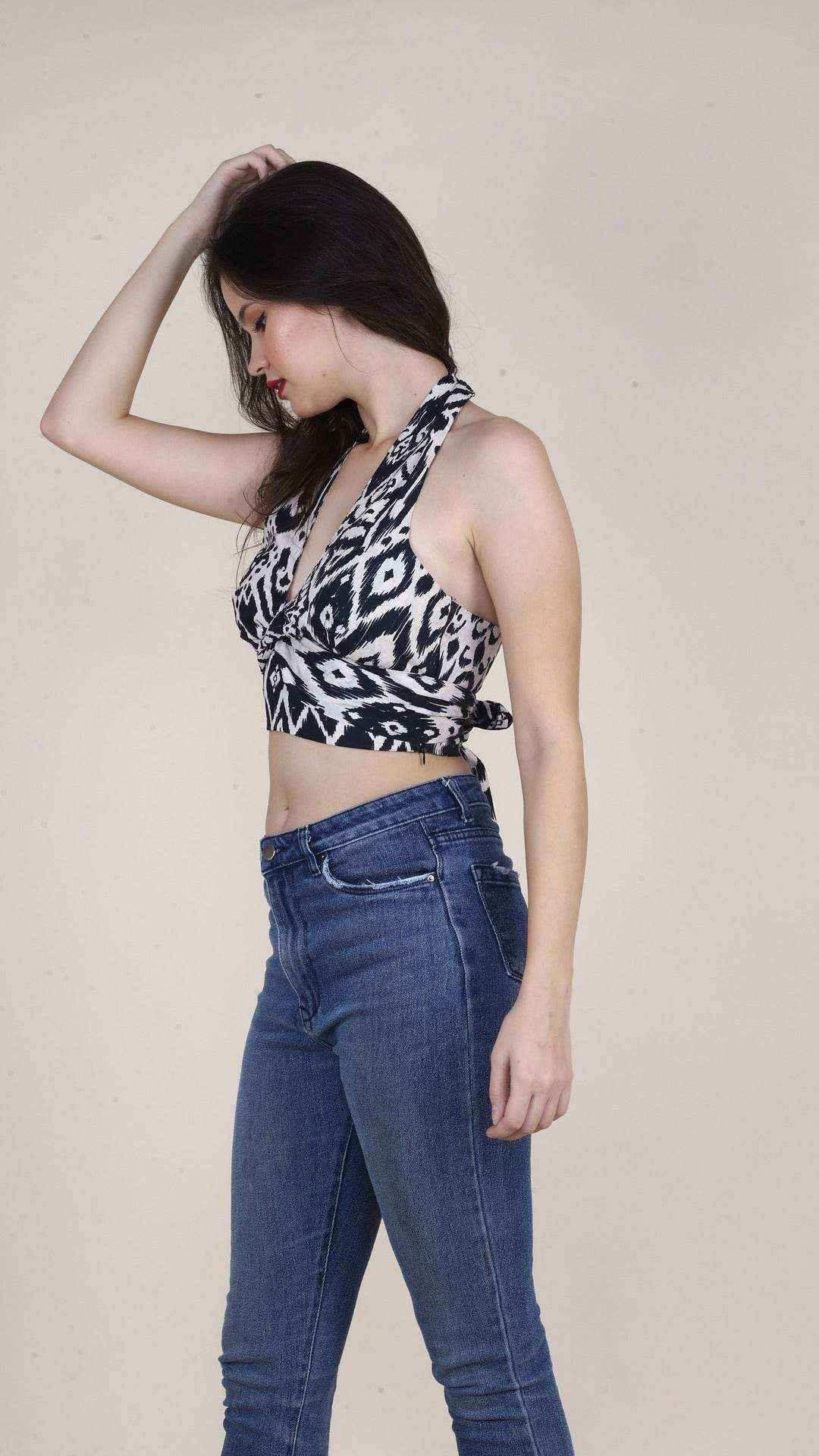 Monochrome Abstract Non-Padded Bralette