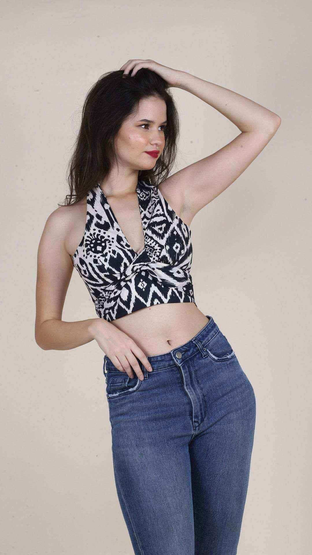 Monochrome Abstract Non-Padded Bralette