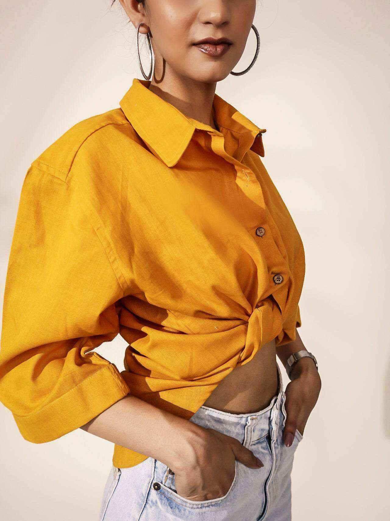Oversized Mustard Yellow Khadi Shirt