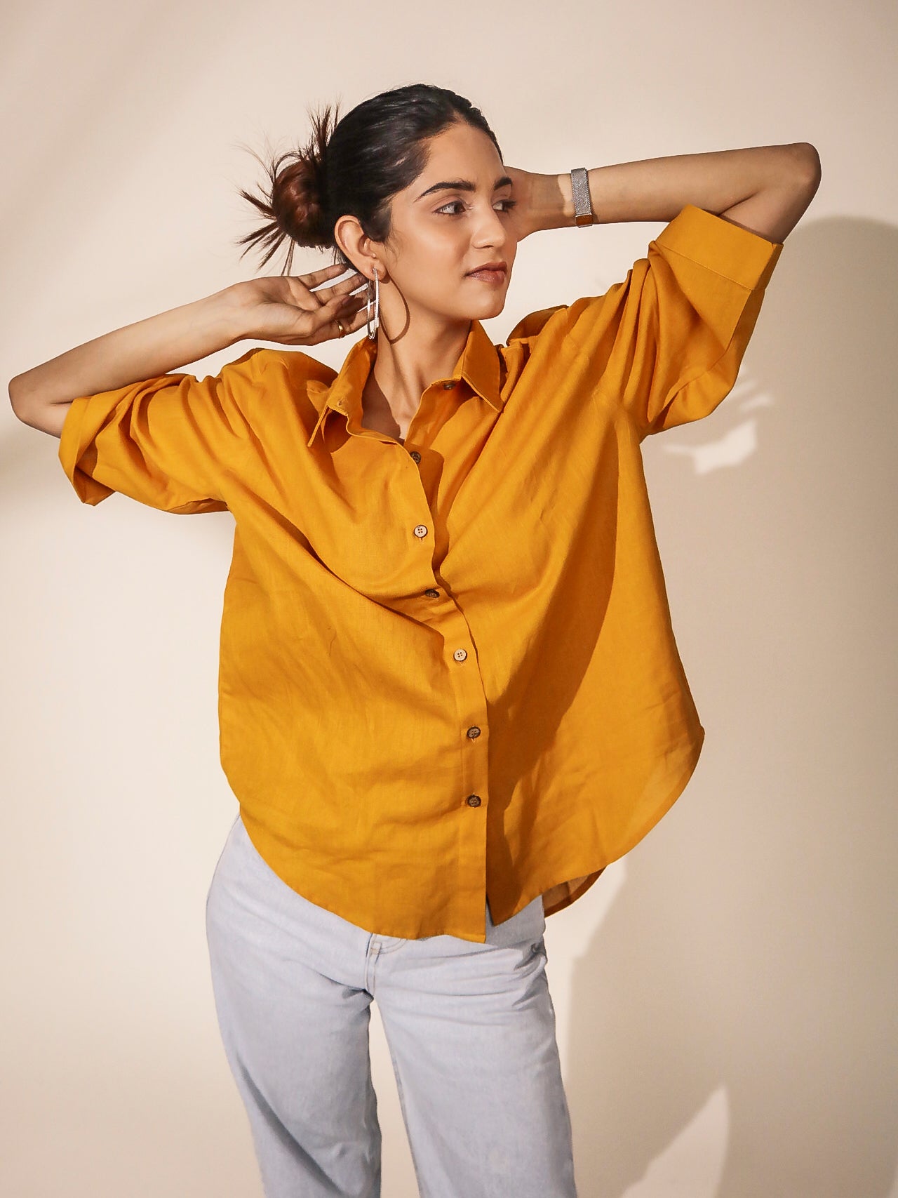Oversized Mustard Yellow Khadi Shirt