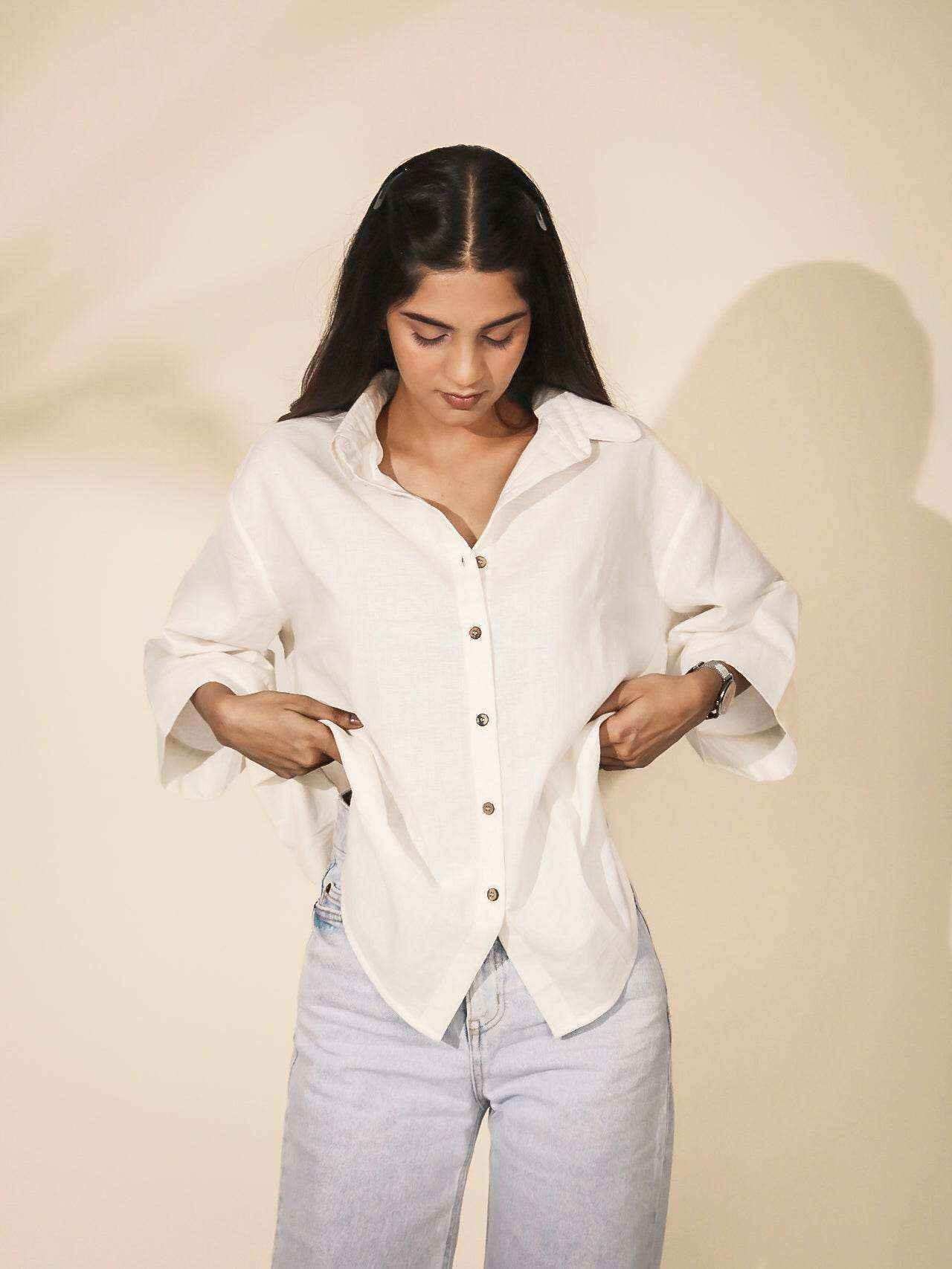 Oversized White Khadi Shirt