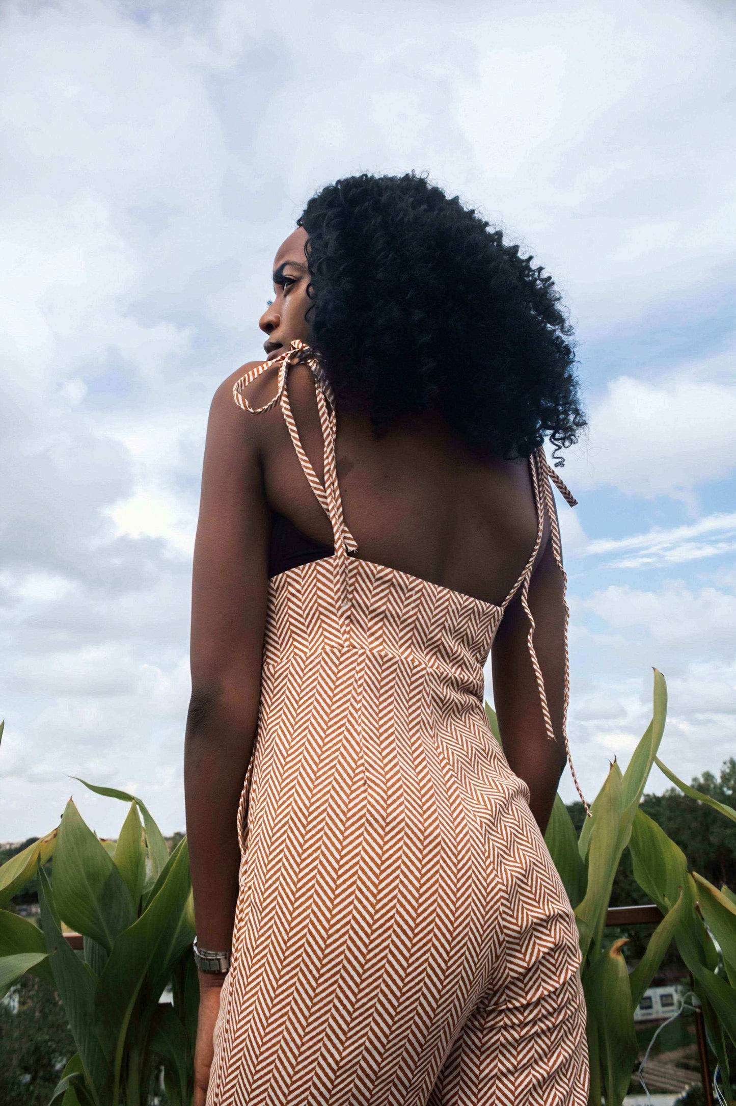 Orange line Abstract Box Jumpsuit