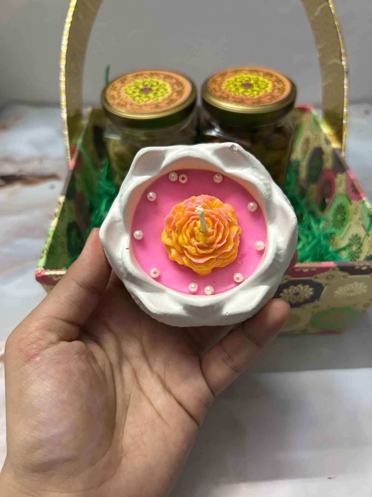Dry fruit & ceramic candle basket