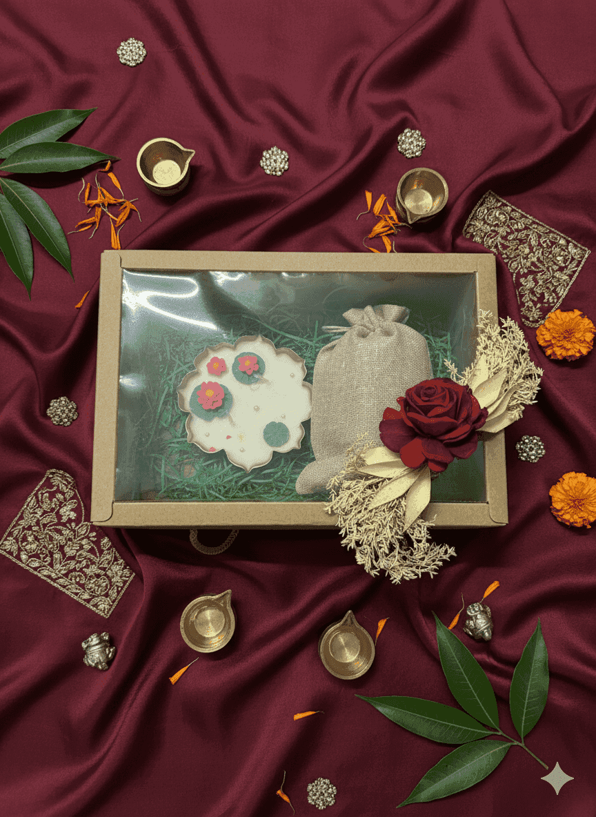 Urli candle & dry fruit potli box
