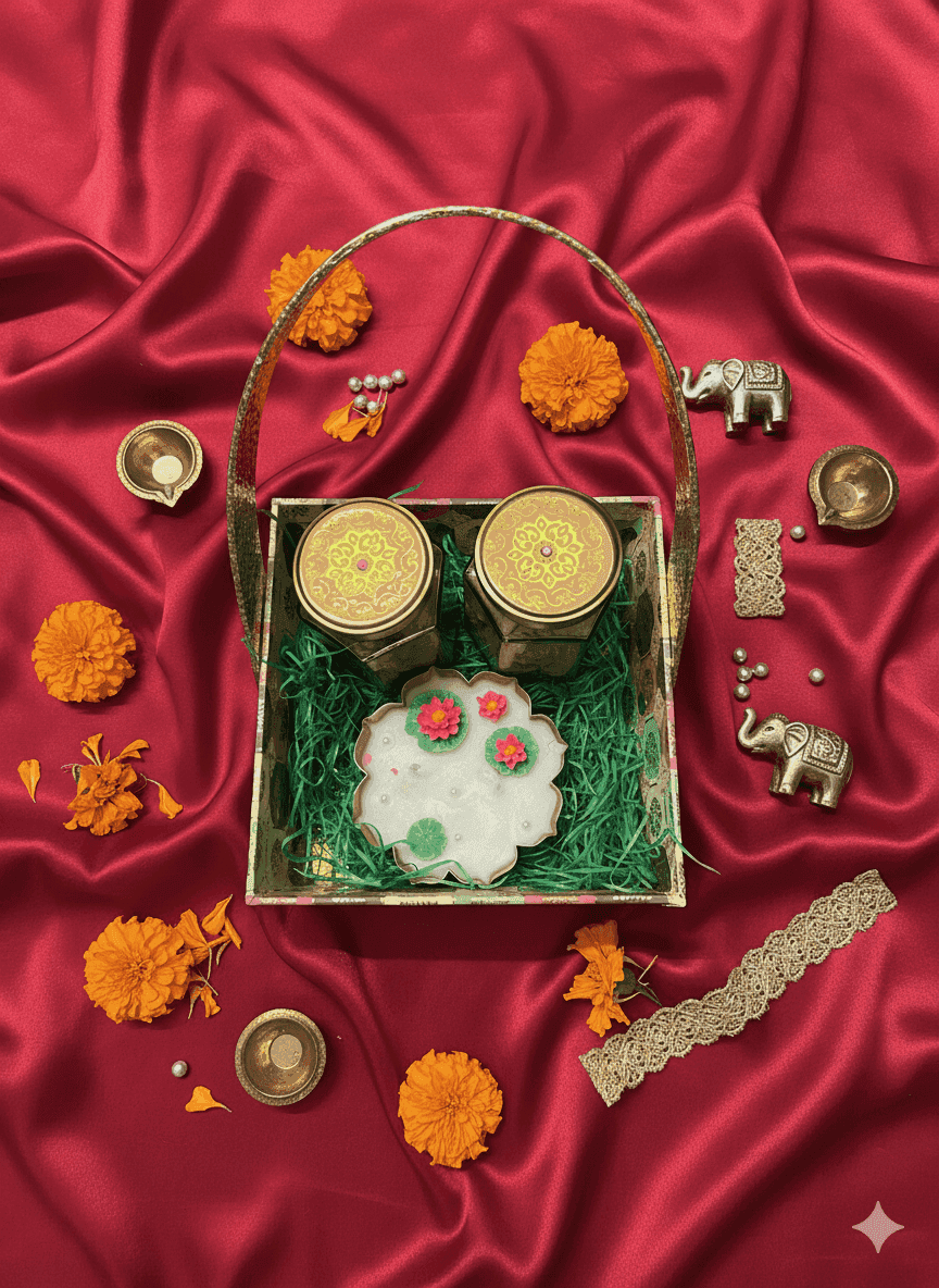 Dry fruit & lotus urli candle basket