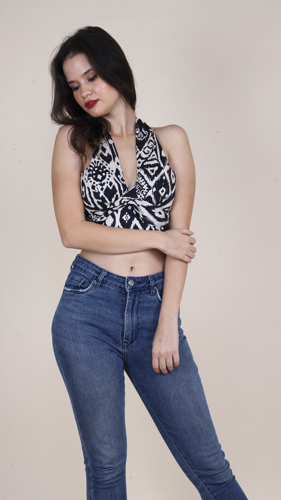 Monochrome Abstract Non-Padded Bralette