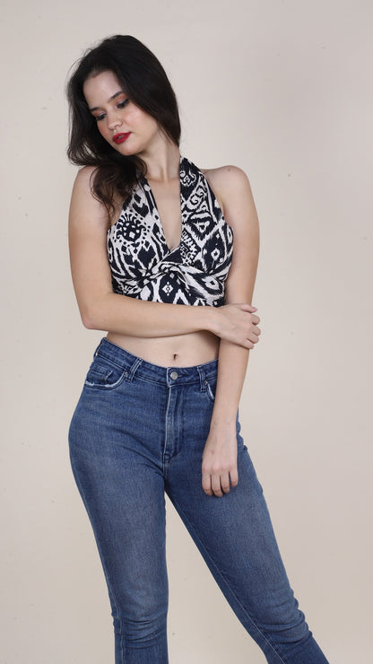 Monochrome Abstract Non-Padded Bralette