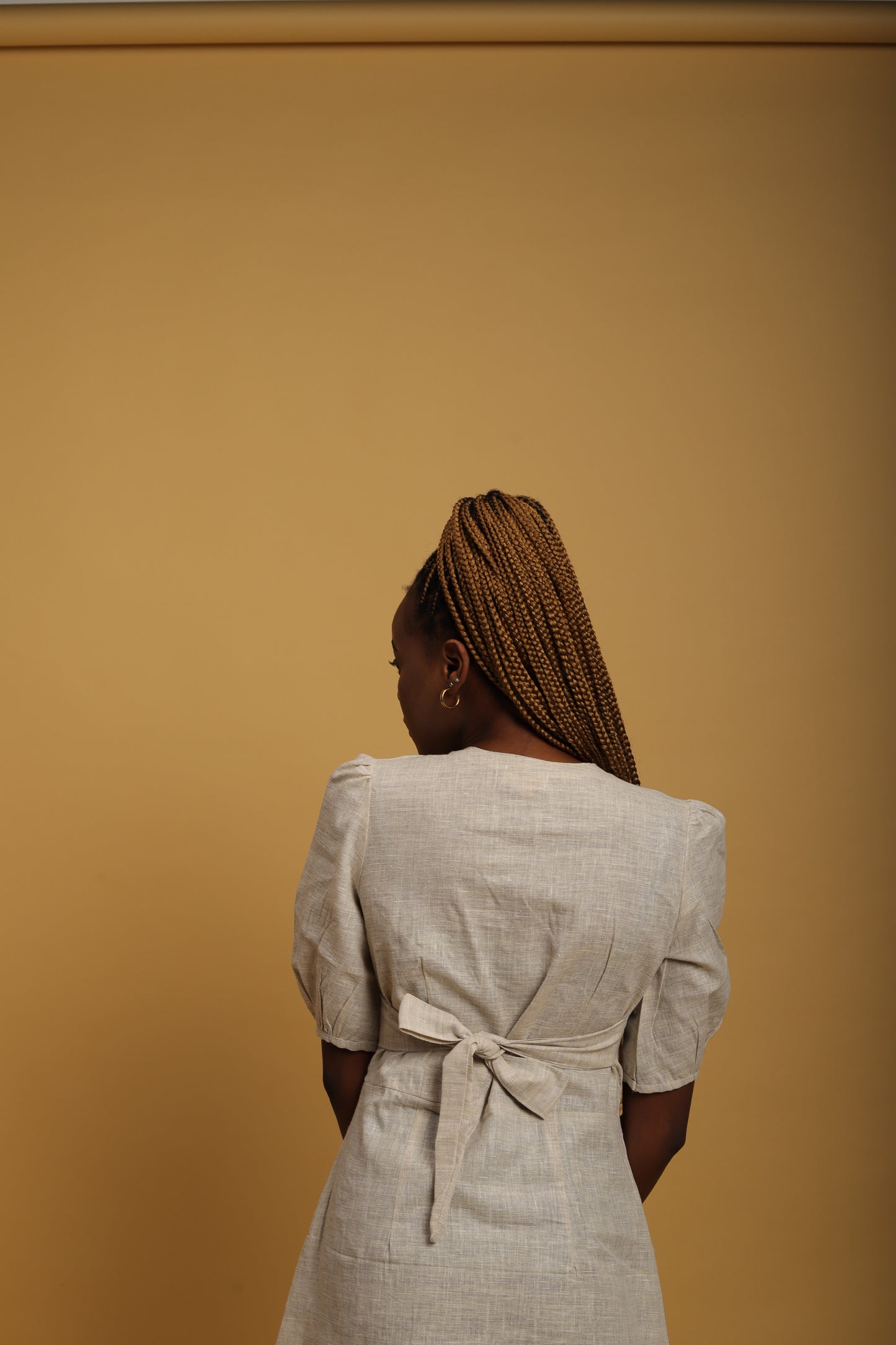 Beige Khadi A-Line Dress