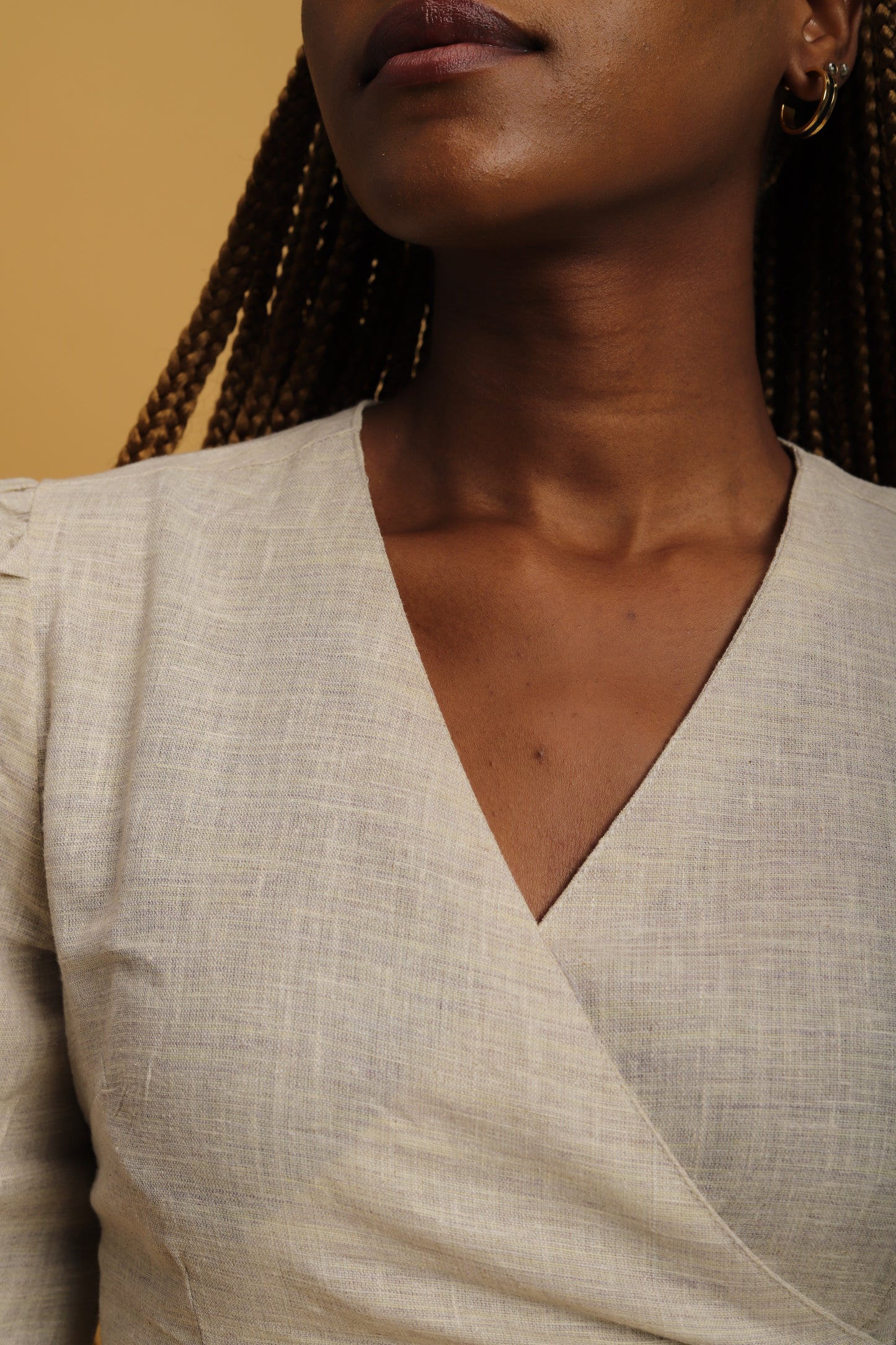 Beige Khadi A-Line Dress