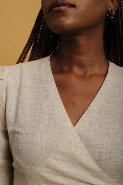 Beige Khadi A-Line Dress
