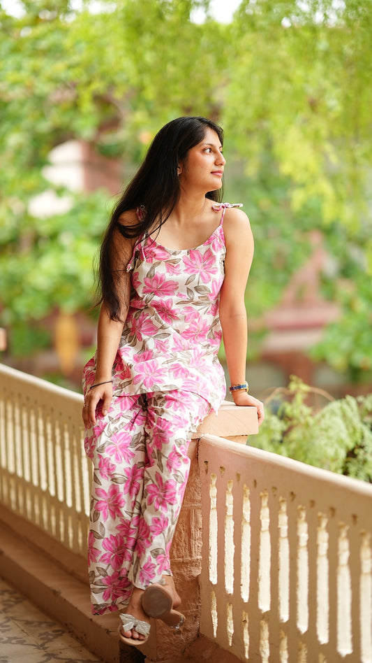 Floral Print Strappy Cord-set
