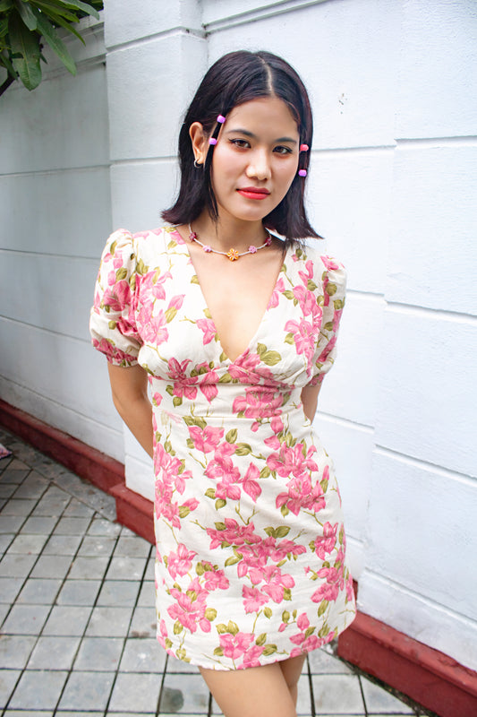Floral Khadi Short Dress