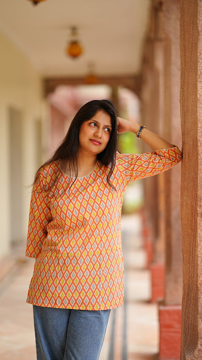 Abstract Print Short Kurti