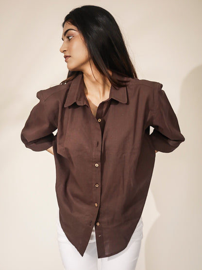 Oversized Wood Brown Khadi Shirt