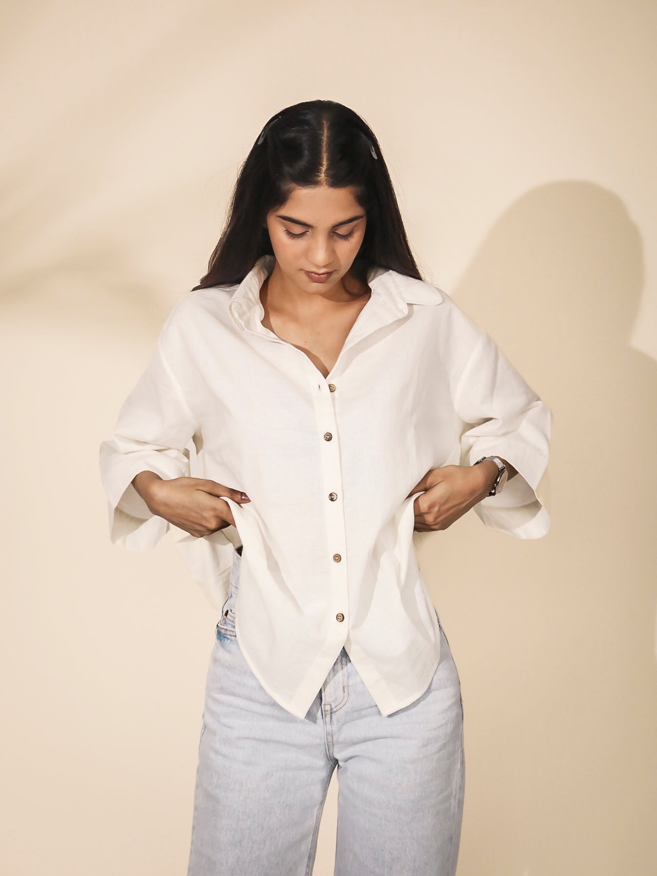 Oversized White Khadi Shirt