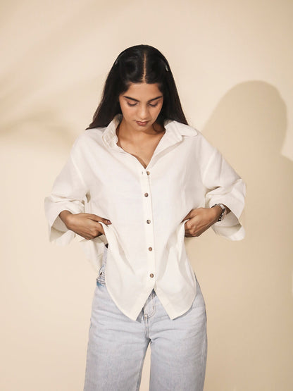 Oversized White Khadi Shirt