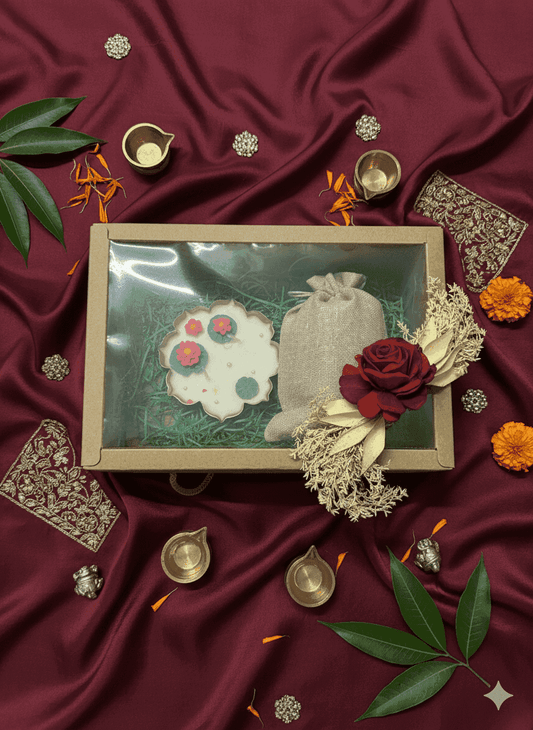 Urli candle & dry fruit potli box