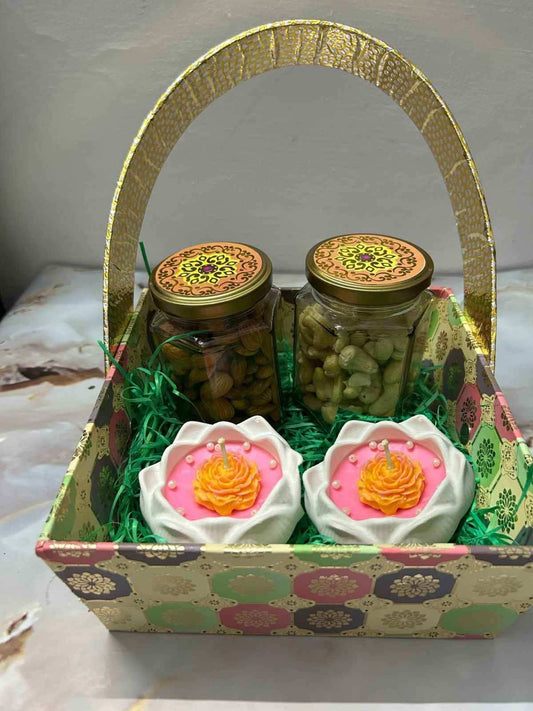 Dry fruit & ceramic candle basket